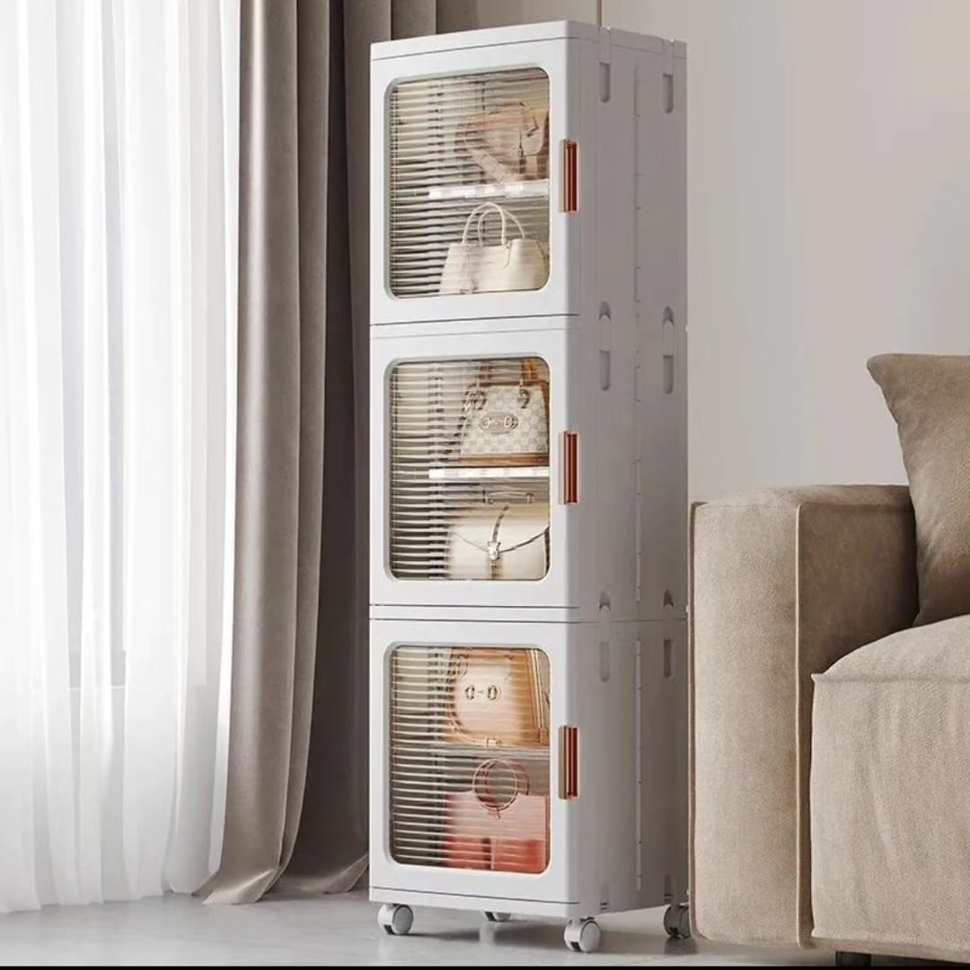 Storage Multilayer Cabinet with 3 Compartments Adjustable Length (61-90cm) | 166cm (H) x 29cm (W) x 37cm (D)