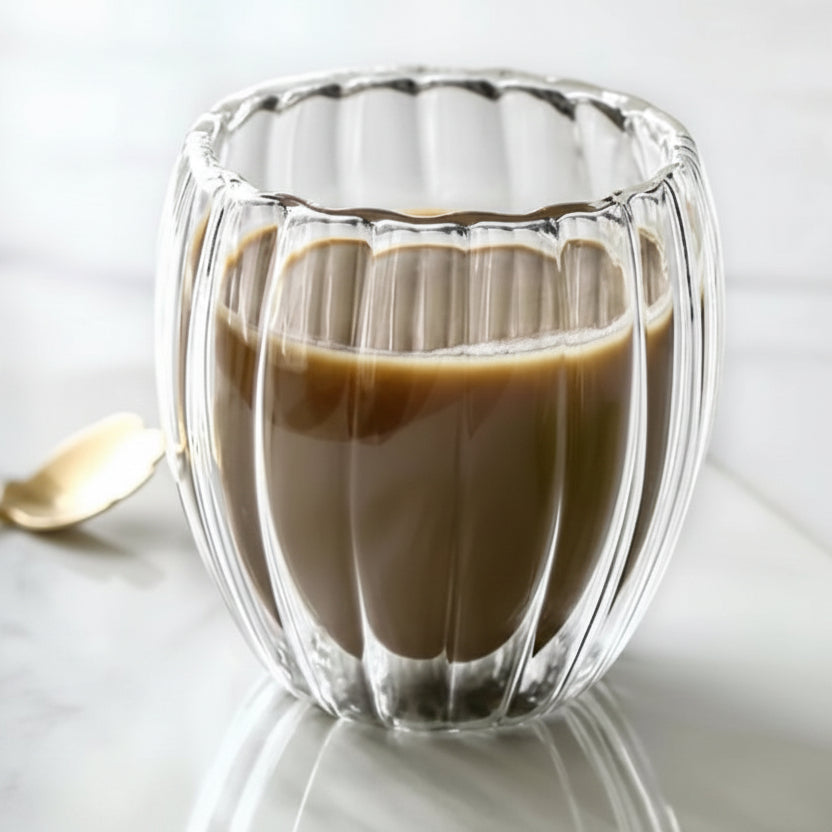 Stripe Double Wall Glass Mug Heat Resistant for Tea Coffee Milk Juice Espresso & Whisky Tableware Mugs