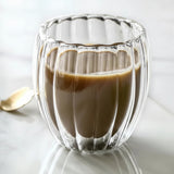 Stripe Double Wall Glass Mug Heat Resistant for Tea Coffee Milk Juice Espresso & Whisky Tableware Mugs