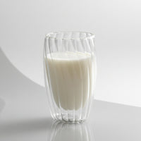 Stripe Double Wall Glass Mug Heat Resistant for Tea Coffee Milk Juice Espresso & Whisky Tableware Mugs