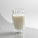Stripe Double Wall Glass Mug Heat Resistant for Tea Coffee Milk Juice Espresso & Whisky Tableware Mugs