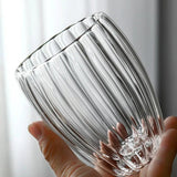 Stripe Double Wall Glass Mug Heat Resistant for Tea Coffee Milk Juice Espresso & Whisky Tableware Mugs