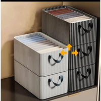 Striped Foldable Closet Organizer Box – Black & White | 47×28×20cm Closet Organizers