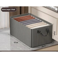 Striped Foldable Closet Organizer Box – Black & White | 47×28×20cm Closet Organizers