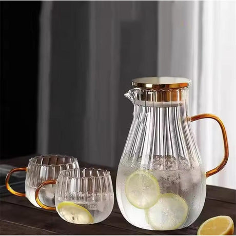 Striped Pumpkin Transparent Teapot Set 9pcs