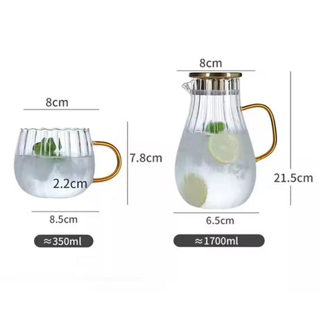 Striped Pumpkin Transparent Teapot Set 9pcs