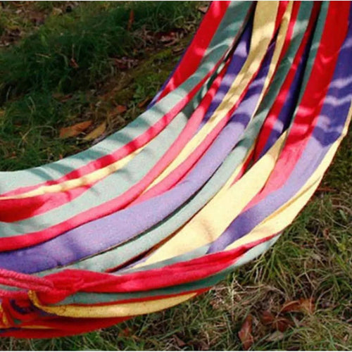 Stripped Outdoor Hammock Heavy Load Bearing, 2 Person Capacity for Camping, Backyard, and Travel Outdoor Hammocks