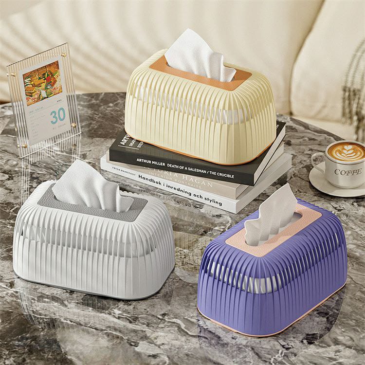 Stripped Tissue Serviette Box Plastic with Non Slip Bottom( 21x13.5x10.5 cm)