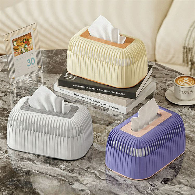 Stripped Tissue Serviette Box Plastic with Non Slip Bottom( 21x13.5x10.5 cm)