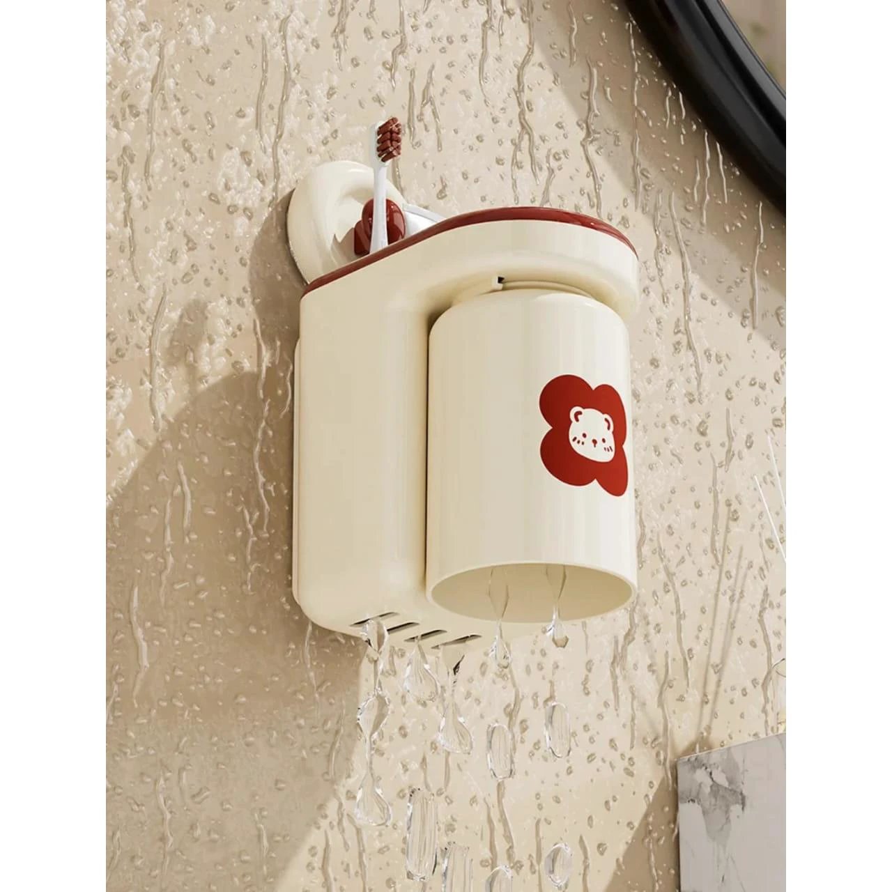 Strong Adhesive Wall Mounted Toothbrush Cup Rack for Modern Bath Spaces Toothbrush holder Toothbrush Holders
