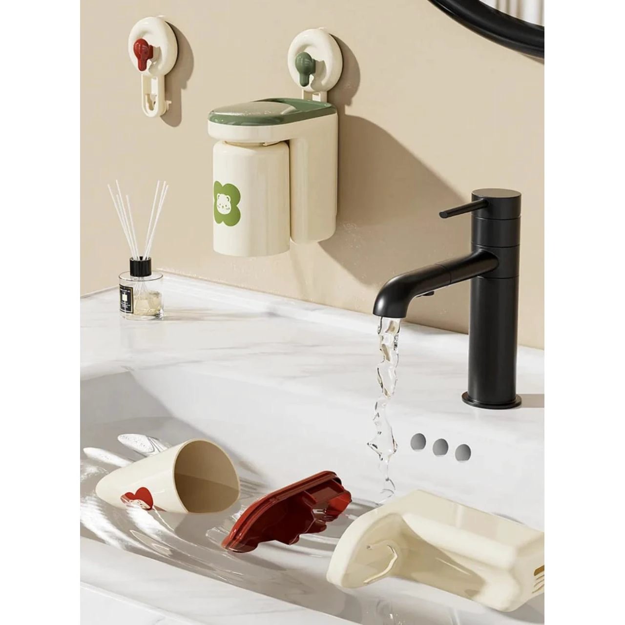 Strong Adhesive Wall Mounted Toothbrush Cup Rack for Modern Bath Spaces Toothbrush holder Toothbrush Holders