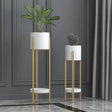 Stylish Planter Set with Gold Stand Versatile Indoor Outdoor Planters for Succulents, Herbs, and Small Plants