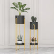 Stylish Planter Set with Gold Stand Versatile Indoor Outdoor Planters for Succulents, Herbs, and Small Plants