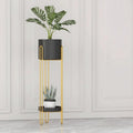 Stylish Planter Set with Gold Stand Versatile Indoor Outdoor Planters for Succulents, Herbs, and Small Plants Decor Planters
