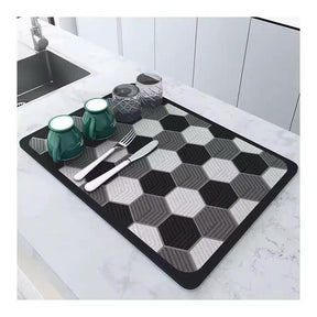 Super Absorbent Diatom Mud Dish Drying Mat – 40x30cm Non-Slip Rubber Kitchen Drain Pad Dish Rack Dish Racks