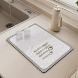 Super Absorbent Diatom Mud Dish Drying Mat – 40x30cm Non-Slip Rubber Kitchen Drain Pad Dish Rack Dish Racks