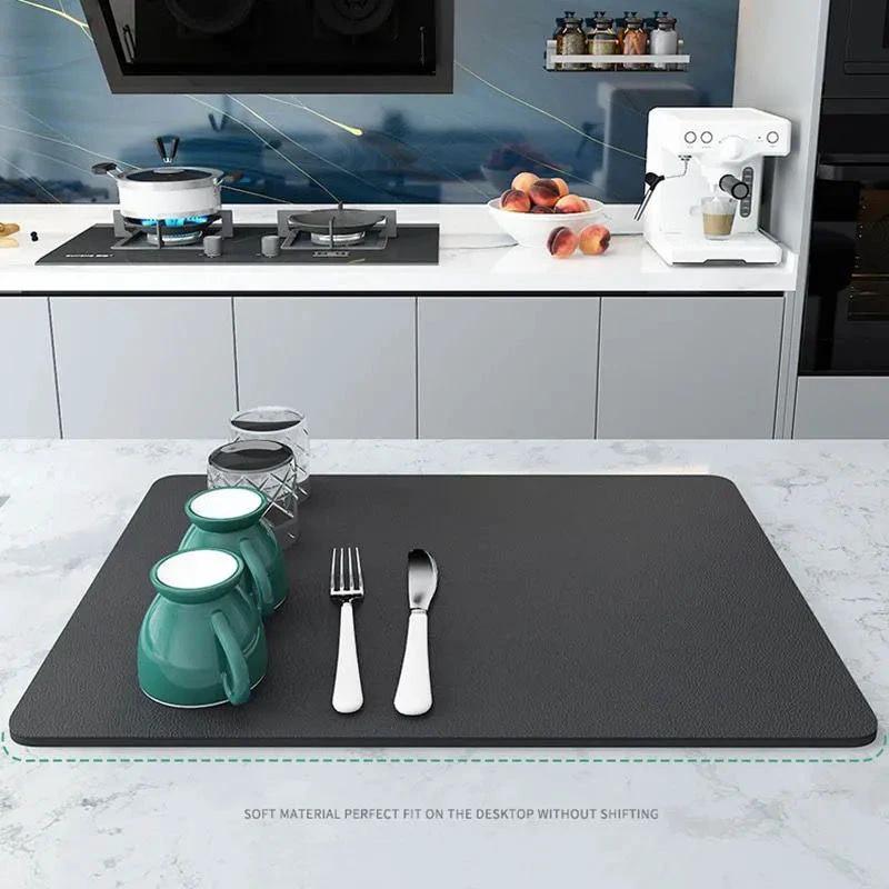 Diatom Mud Rubber Dish Drying Mat 40x50cm Non-Slip Fast Drying Kitchen Mat Dish Rack Dish Racks