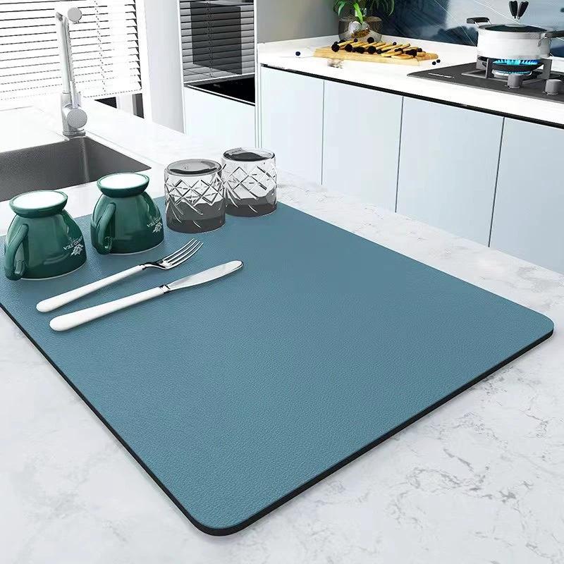 Diatom Mud Rubber Dish Drying Mat 40x50cm Non-Slip Fast Drying Kitchen Mat Dish Rack Dish Racks