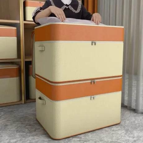 Thick Double Layer Fabric Closet Organizer – Adjustable Multi-Grid Wardrobe Storage Box
