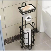 Toilet Paper Holder Floor Stand with Rolling Paper Rack and Bathroom Storage Shelves Bathroom Rack Toilet Paper Holders