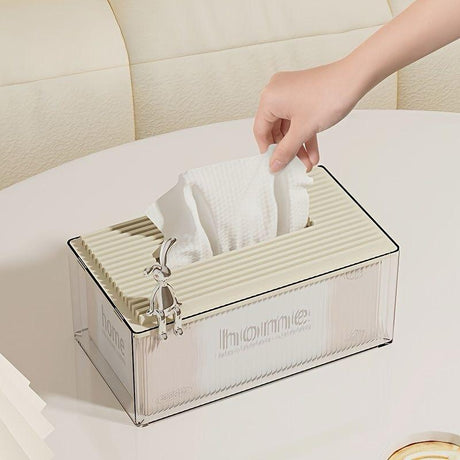 Transparent Acrylic Serviette Napkin Holder with Spring Stylish Table Organizer
