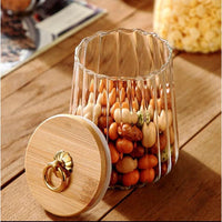 Transparent Glass Storage Containers with Bamboo Lid | 500ml Jars for Candy, Spices, and Tea Bags Storage Containers Food Storage