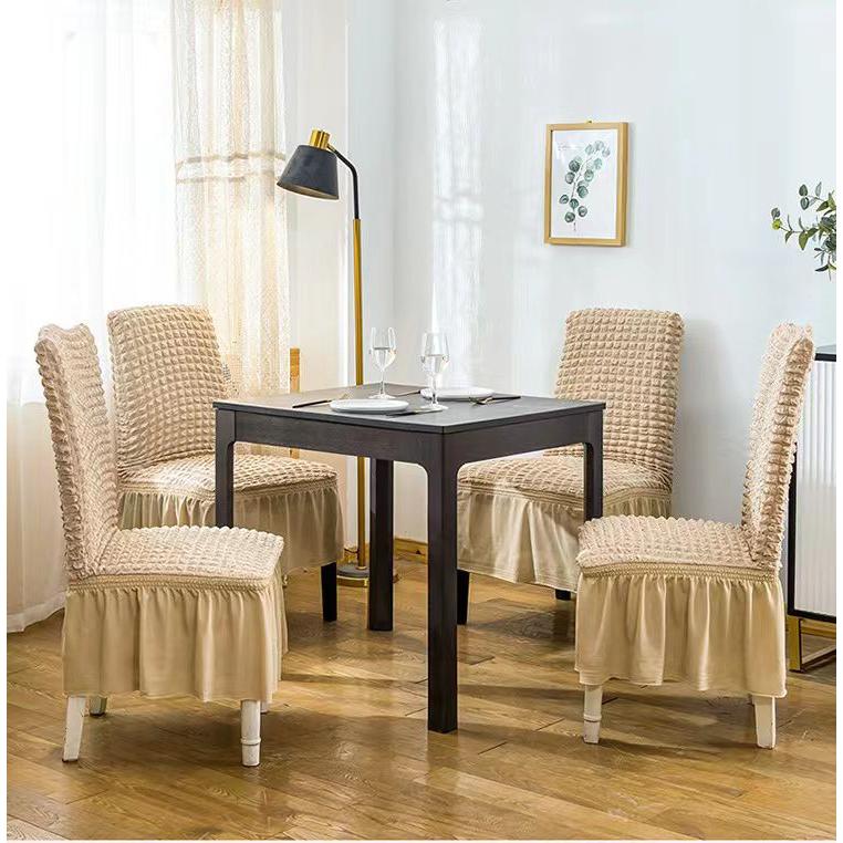 Turkey Dining Seat Covers Set of 6, Elegant Bubble Design with Frails