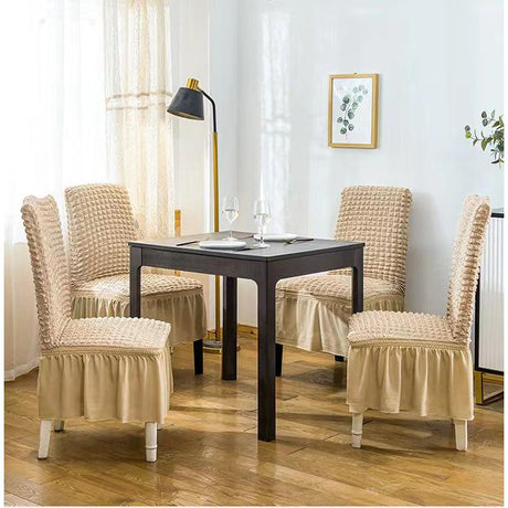 Turkey Dining Seat Covers Set of 6, Elegant Bubble Design with Frails