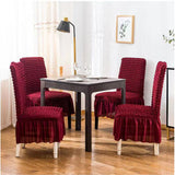 Turkey Dining Seat Covers Set of 6, Elegant Bubble Design with Frails