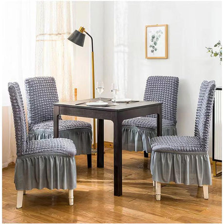 Turkey Dining Seat Covers Set of 6, Elegant Bubble Design with Frails