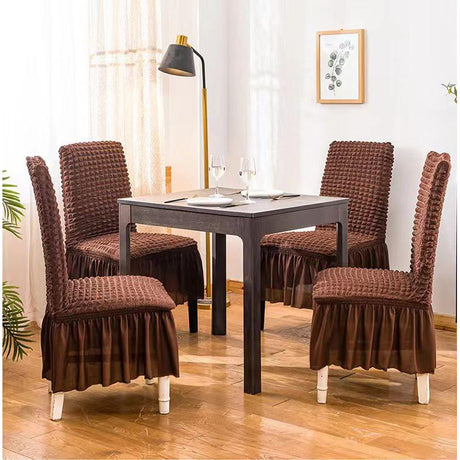 Turkey Dining Seat Covers Set of 6, Elegant Bubble Design with Frails