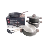 UCC Life 9 Piece PFOA Free NonStick Cookware Set | Induction Base | Casserole & Frying Pans with Heat-Resistant Handles