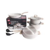 UCC Life 9 Piece PFOA Free NonStick Cookware Set | Induction Base | Casserole & Frying Pans with Heat-Resistant Handles