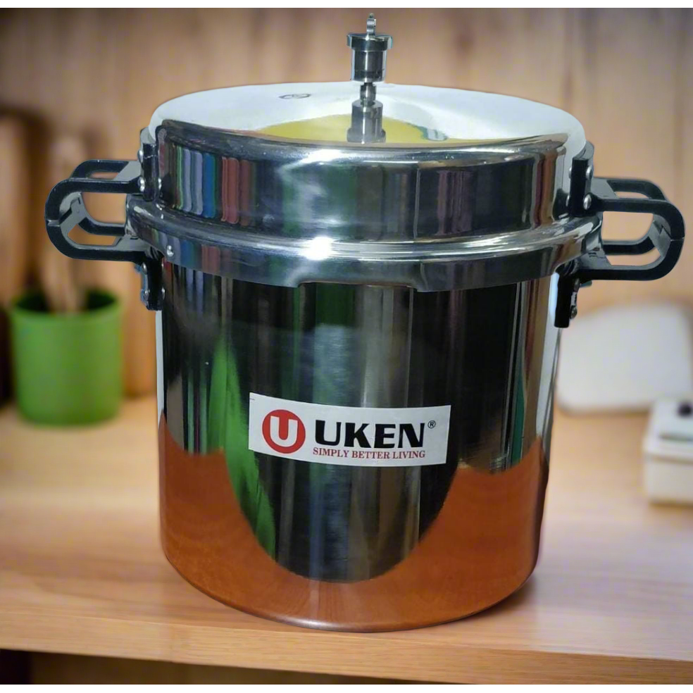 Uken Aluminum Jumbo Pressure Cooker in 18L 20L 22L 25L Sizes for Large Batch Cooking