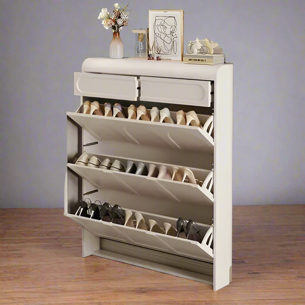 Ultra Slim Bucket Flip Shoe Cabinet Space Saving Modern Multi-Layer Shoe Rack