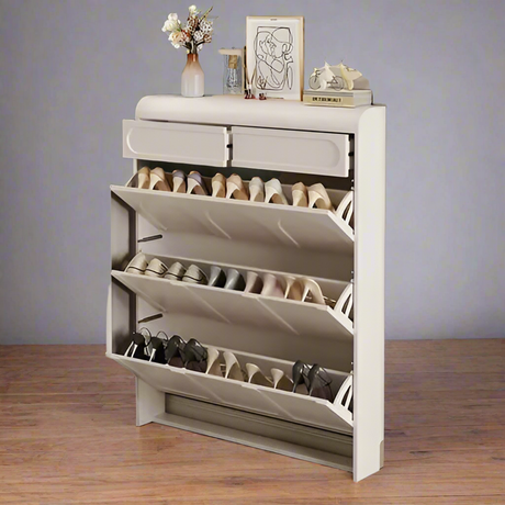 Ultra Slim Bucket Flip Shoe Cabinet Space Saving Modern Multi-Layer Shoe Rack