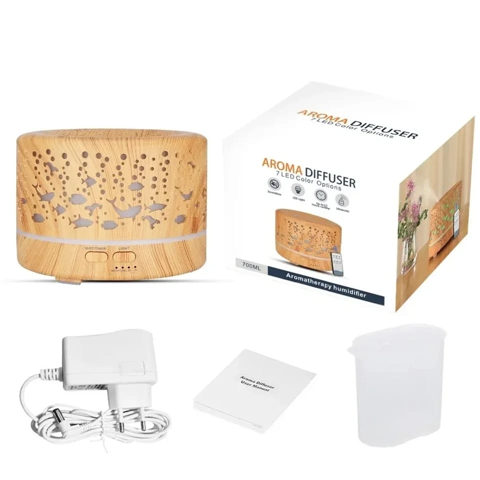 Ultrasonic Aroma Diffuser Humidifier with Remote 500ml Capacity, Adjustable Mist.