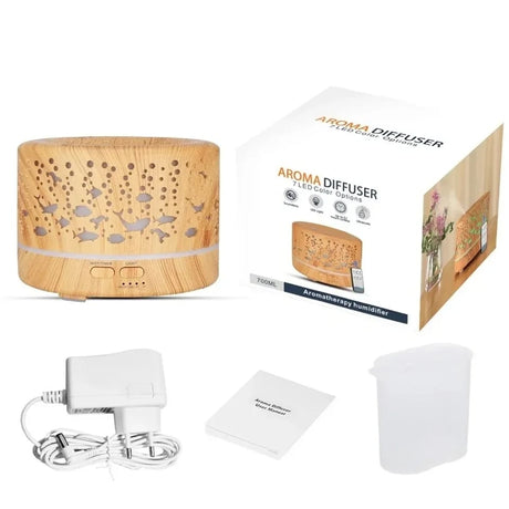 Ultrasonic Aroma Diffuser Humidifier with Remote 500ml Capacity, Adjustable Mist.