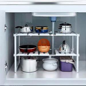 Under the Sink Organizer with Adjustable Shelves and Space-Saving Design Kitchen organiser Household Storage Caddies