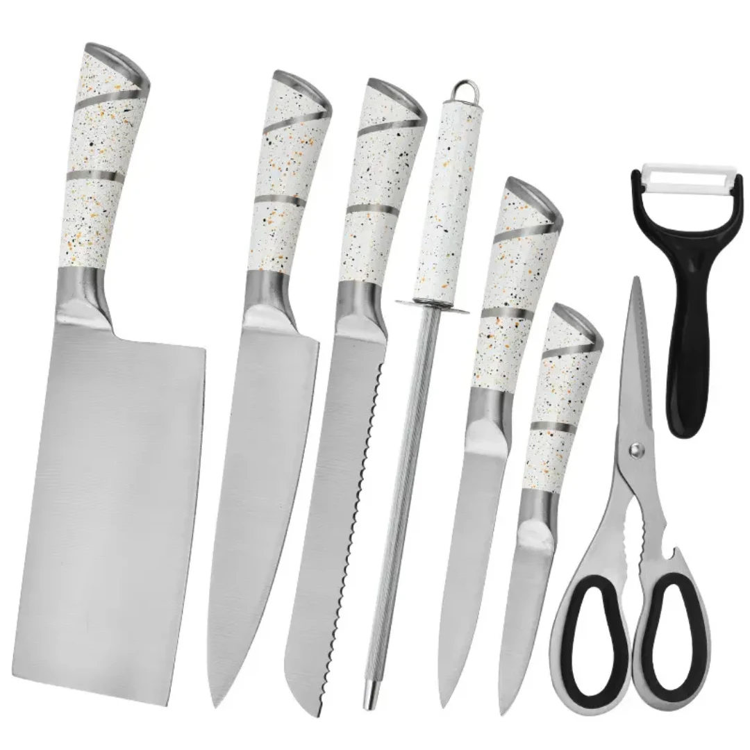Unique 9pcs Steel Kitchen Knife Set WLD20 with Block for Home and Professional Use Uncategorized