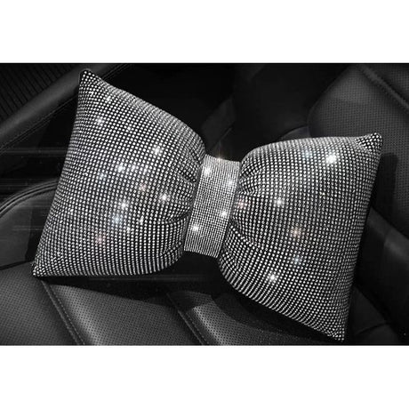 Universal Luxury Rhinestone Diamond Bowknot Car Headrest Neck Pillow Seat Back & Waist Support