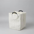Velvet Corduroy Laundry Basket – White and Grey Bedroom Storage Laundry Baskets