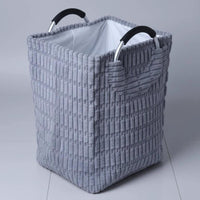 Velvet Corduroy Laundry Basket – White and Grey Bedroom Storage Laundry Baskets