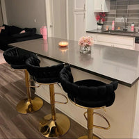 Velvet Swivel Bar Chair with Backrest – Height Adjustable, Gold Legs | Modern Bar Stool Bar Stool Adjustable Bar Stools