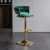Velvet Swivel Bar Chair with Backrest – Height Adjustable, Gold Legs | Modern Bar Stool