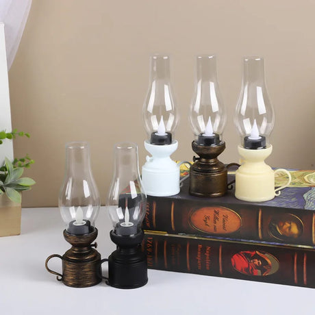 Vintage LED Kerosene Style Table Lamp Decorative Battery Operated Light