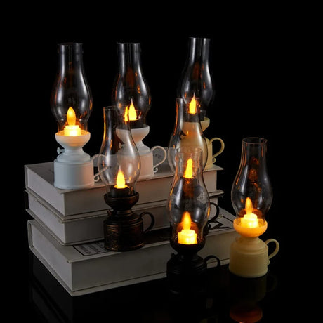 Vintage LED Kerosene Style Table Lamp Decorative Battery Operated Light