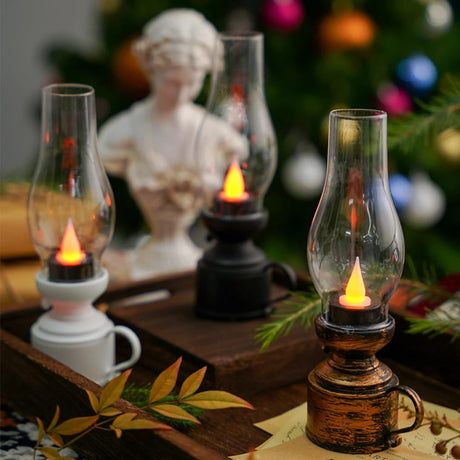 Vintage LED Kerosene Style Table Lamp Decorative Battery Operated Light