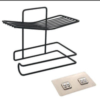 Wall Mount Metallic Tissue Holder with Adhesive – Black Bathroom organiser Bathroom Accessory Mounts
