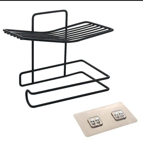 Wall Mount Metallic Tissue Holder with Adhesive – Black